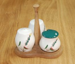 Denby Greenwheat  Cruet Set on Stand
