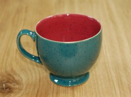 Denby Harlequin Green Out/Red In Tea Cup