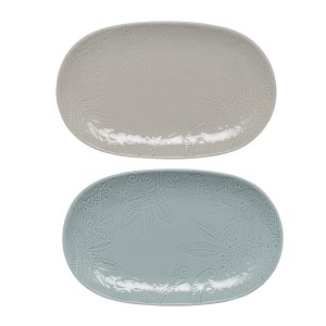 Denby Monsoon Gather Grey/Green Small Platters - Set of 2